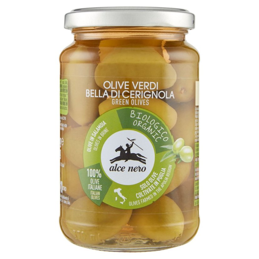 Alce Nero zelené olivy Bella Cerignola 350 g
